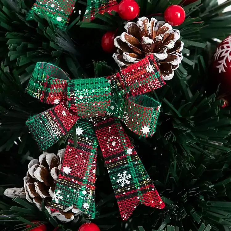 Christmas Arrangements & Garland>Kirklands Home Pre-Lit Plaid Bow Christmas Tree Arrangement