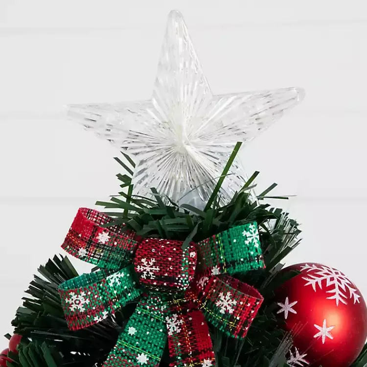 Christmas Arrangements & Garland>Kirklands Home Pre-Lit Plaid Bow Christmas Tree Arrangement