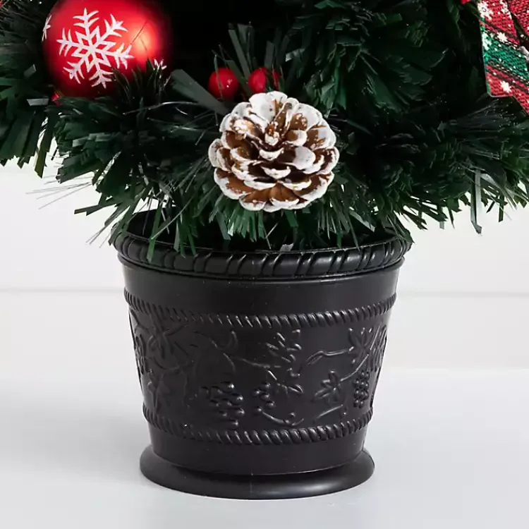 Christmas Arrangements & Garland>Kirklands Home Pre-Lit Plaid Bow Christmas Tree Arrangement