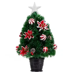 Christmas Arrangements & Garland>Kirklands Home Pre-Lit Poinsettia Christmas Tree Arrangement