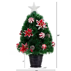 Christmas Arrangements & Garland>Kirklands Home Pre-Lit Poinsettia Christmas Tree Arrangement