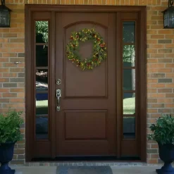 Christmas Wreaths>Kirklands Home Pre-lit Real Touch Pine and Berry Wreath Green