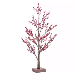 Christmas Decorations>Kirklands Home Pre-Lit Red Berry Winter Tree, 38 in.