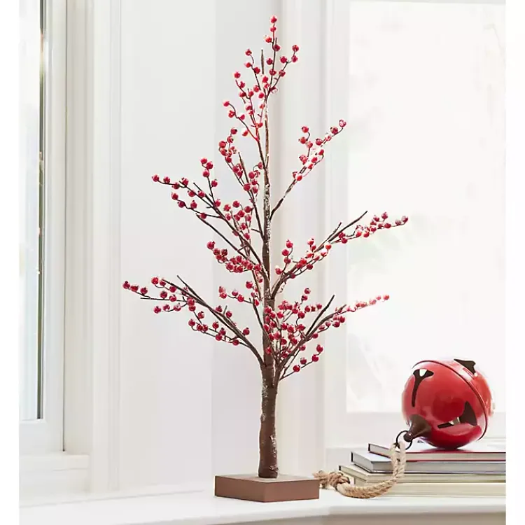 Christmas Decorations>Kirklands Home Pre-Lit Red Berry Winter Tree, 38 in.