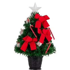 Christmas Arrangements & Garland>Kirklands Home Pre-Lit Red Bow Christmas Tree Arrangement
