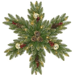 Christmas Wreaths>Kirklands Home Pre-Lit Snow Sprinkled Christmas Snowflake Wreath Green
