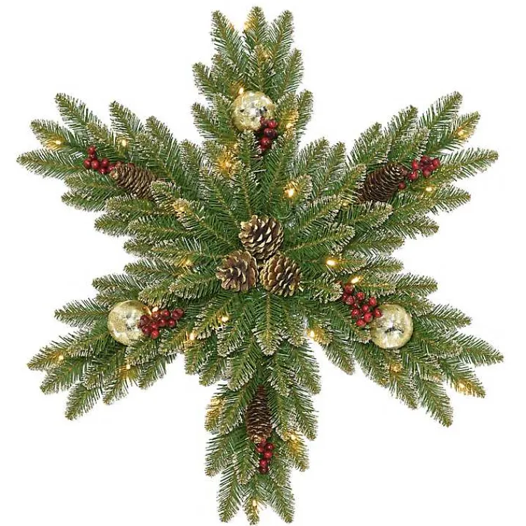Christmas Wreaths>Kirklands Home Pre-Lit Snow Sprinkled Christmas Snowflake Wreath Green