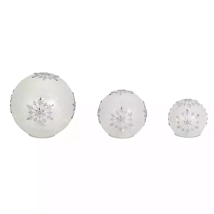 Christmas Decorations>Kirklands Home Prelit Snowflake Glass Globes, Set of 3