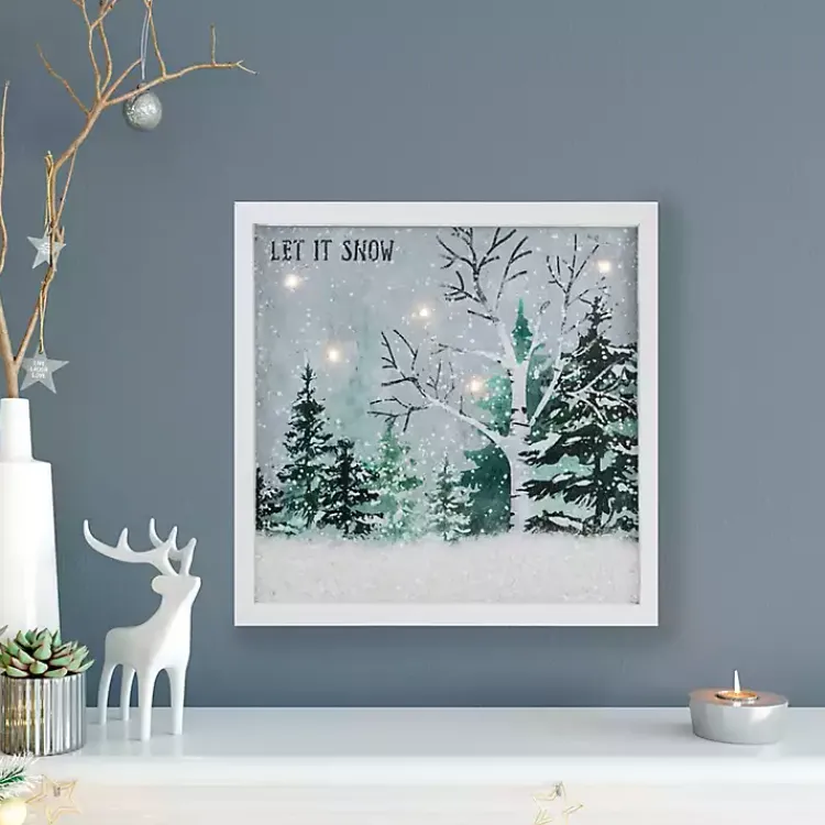 Christmas Art & Wall Decor>Kirklands Home Pre-Lit Snowglobe Landscape Framed Art Print