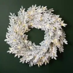 Christmas Wreaths>Kirklands Home Pre-Lit Snowy Pine Christmas Wreath White
