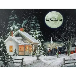 Christmas Art & Wall Decor>Kirklands Home Pre-Lit Snowy Winter Village Canvas Art Print