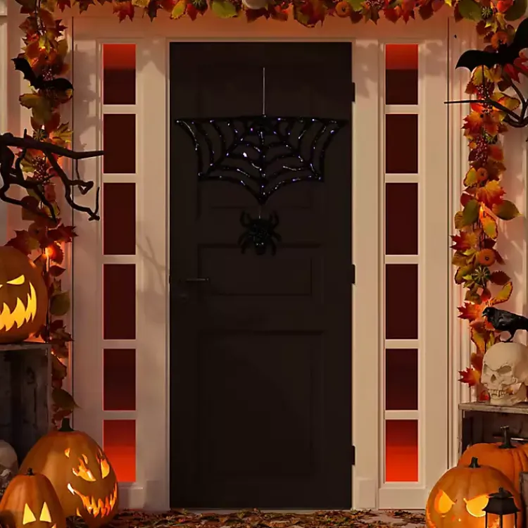 Halloween>Kirklands Home Pre-Lit Spider and Web Outdoor Decoration Black