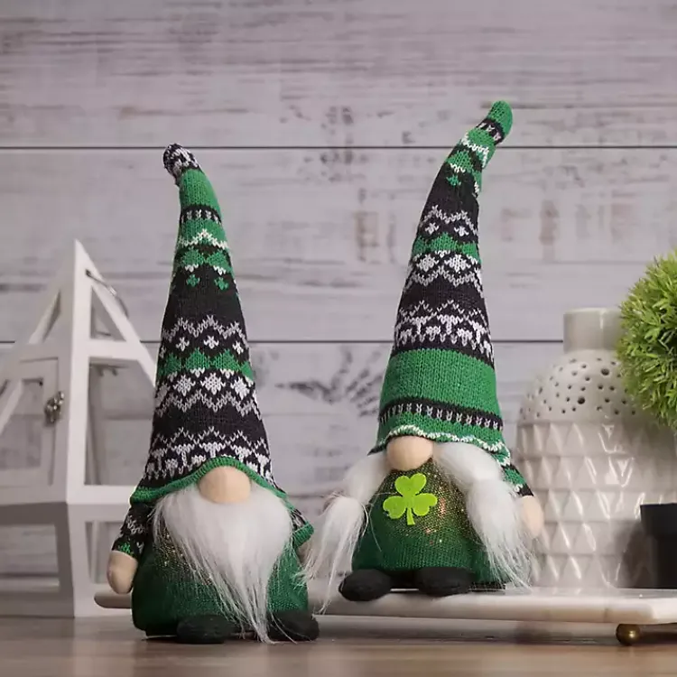 St Patricks Day Decorations>Kirklands Home Pre-Lit St. Patrick's Day Girl Gnome Figurine
