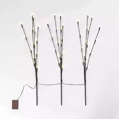 Stems & Bouquets>Kirklands Home Pre-Lit Twig Branch Stems, Set of 3 Black
