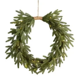 Christmas Wreaths>Kirklands Home Pre-Lit Twine Bound Pine Branch Wreath Green