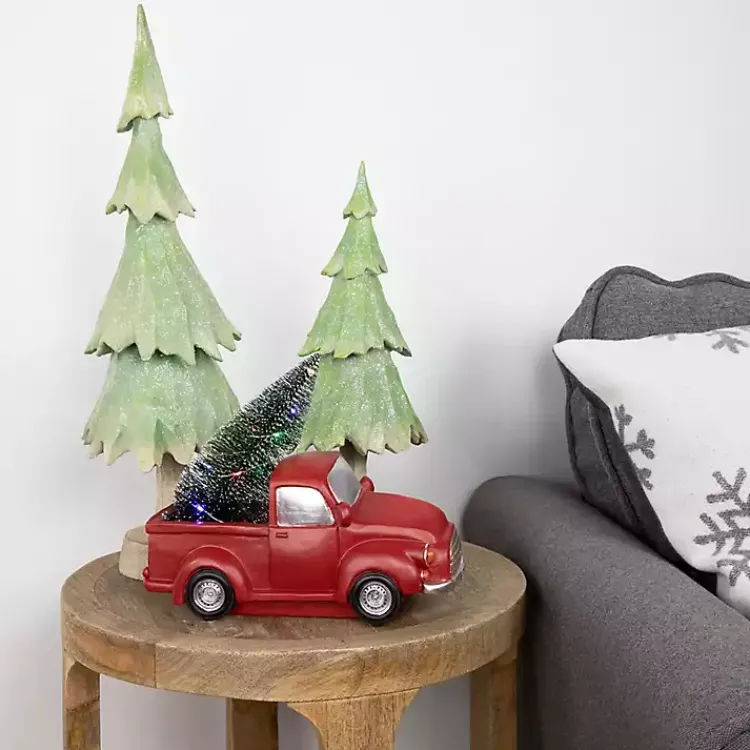 Christmas Decorations>Kirklands Home Pre-Lit Vintage Red Tree Truck Figurine
