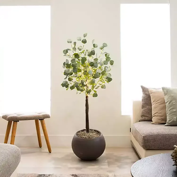 Trees & Topiaries>Kirklands Home Pre-Lit Warm LED Eucalyptus Plant, 4 ft.