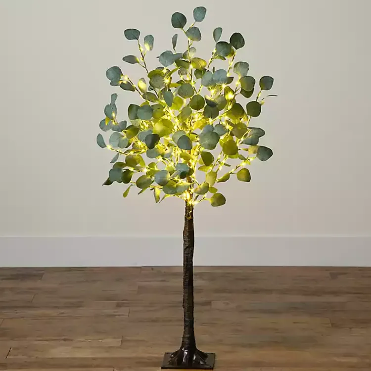 Trees & Topiaries>Kirklands Home Pre-Lit Warm LED Eucalyptus Plant, 4 ft.