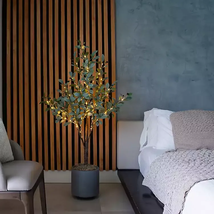 Trees & Topiaries>Kirklands Home Pre-Lit Warm LED Olive Tree, 4 ft.