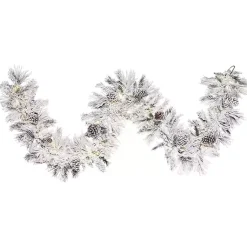 Christmas Arrangements & Garland>Kirklands Home Pre-Lit Warm Flocked Garland White