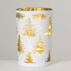 Christmas Decorations>Kirklands Home Pre-Lit White and Gold Christmas Tree Jar