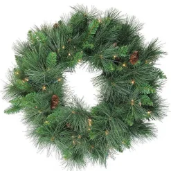 Wreaths>Kirklands Home Pre-Lit White Valley Pine Wreath Green