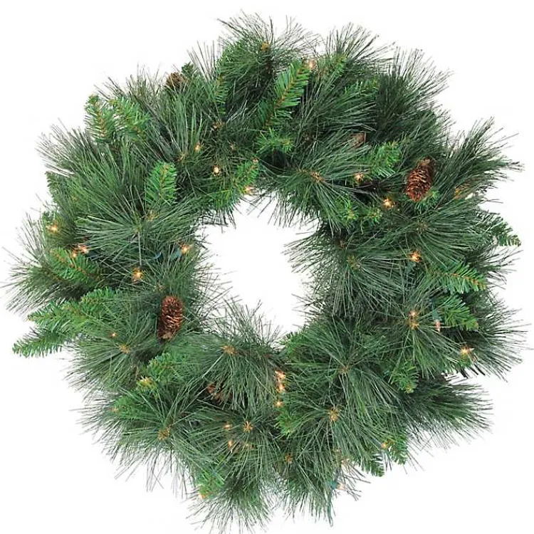 Wreaths>Kirklands Home Pre-Lit White Valley Pine Wreath Green