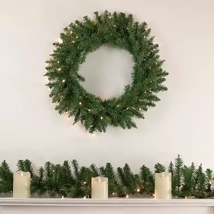 Christmas Wreaths>Kirklands Home Pre-Lit Winona Fir Wreath Green