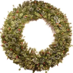 Christmas Wreaths>Kirklands Home Pre-Lit Wintery Pine Christmas Wreath