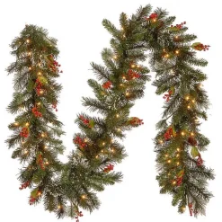 Christmas Arrangements & Garland>Kirklands Home Pre-Lit Wintry Pine Christmas Garland, 9 ft.