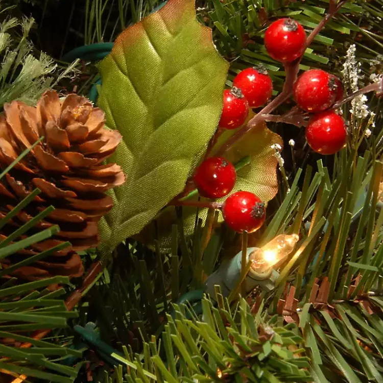 Christmas Arrangements & Garland>Kirklands Home Pre-Lit Wintry Pine Christmas Garland, 9 ft.