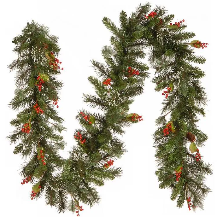 Christmas Arrangements & Garland>Kirklands Home Pre-Lit Wintry Pine Christmas Garland, 9 ft.