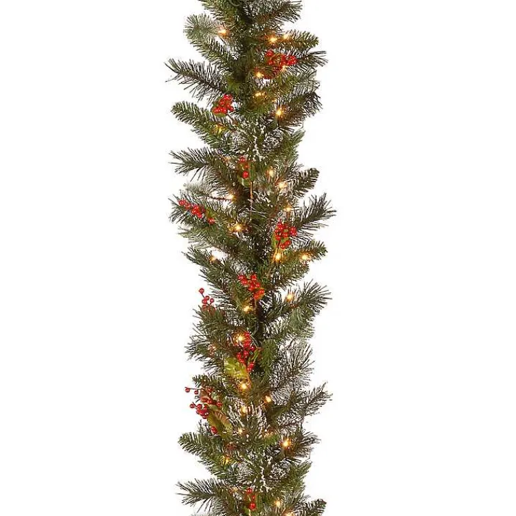 Christmas Arrangements & Garland>Kirklands Home Pre-Lit Wintry Pine Christmas Garland, 9 ft.