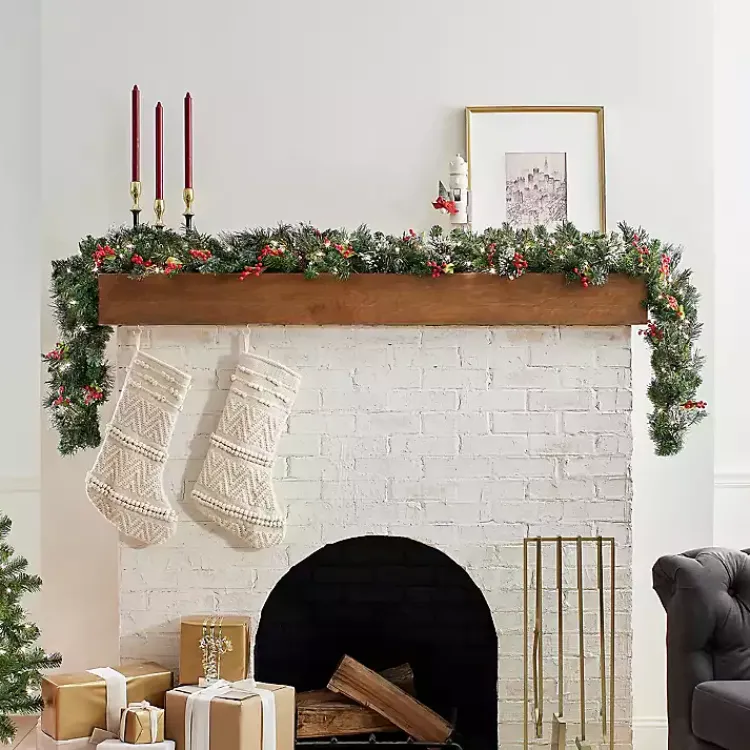 Christmas Arrangements & Garland>Kirklands Home Pre-Lit Wintry Pine Christmas Garland, 9 ft.