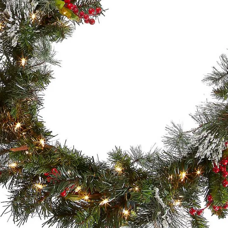 Christmas Arrangements & Garland>Kirklands Home Pre-Lit Wintry Pine Christmas Garland, 9 ft.