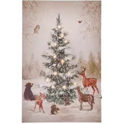Christmas Art & Wall Decor>Kirklands Home Pre-Lit Woodland Christmas Tree Canvas Art Print
