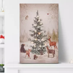 Christmas Art & Wall Decor>Kirklands Home Pre-Lit Woodland Christmas Tree Canvas Art Print