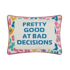 Pillows>Kirklands Home Pretty Good at Bad Decisions Needlepoint Pillow