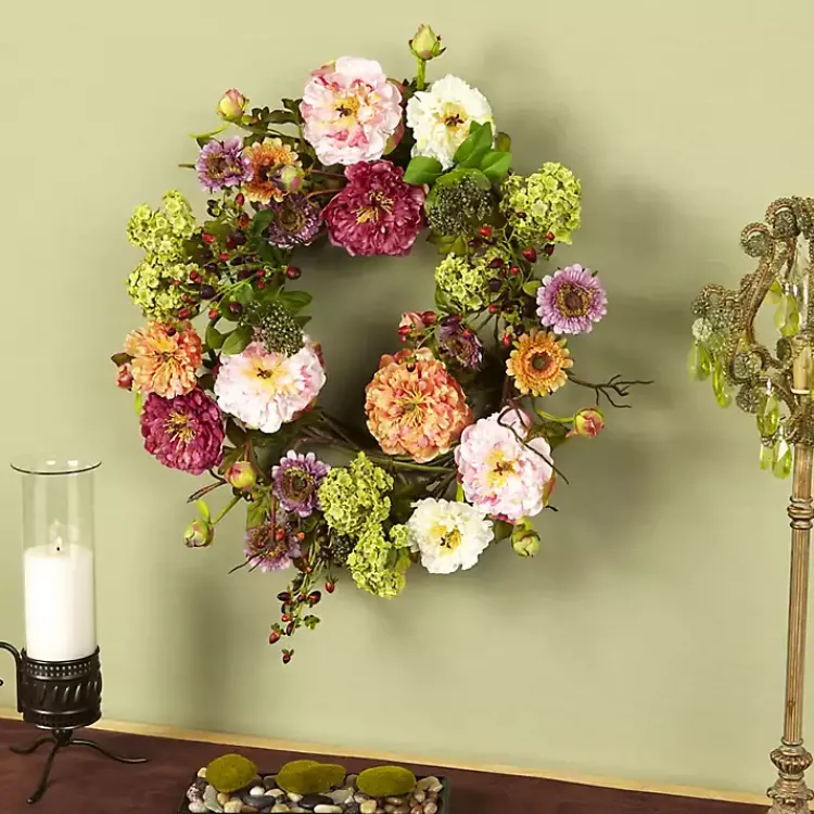 Wreaths>Kirklands Home Pretty Peony Garden Mix Wreath