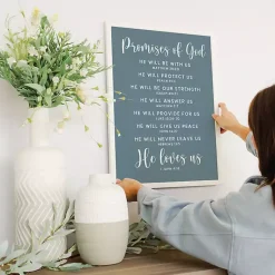 Kirklands Home Promises of God Blue Wood Wall Plaque Outlet