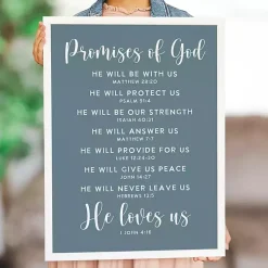 Kirklands Home Promises of God Blue Wood Wall Plaque Outlet