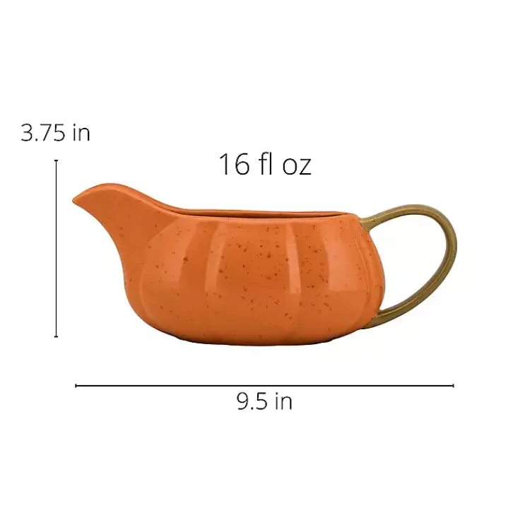 Fall>Kirklands Home Pumpkin Casserole Dish and Gravy Boat Orange