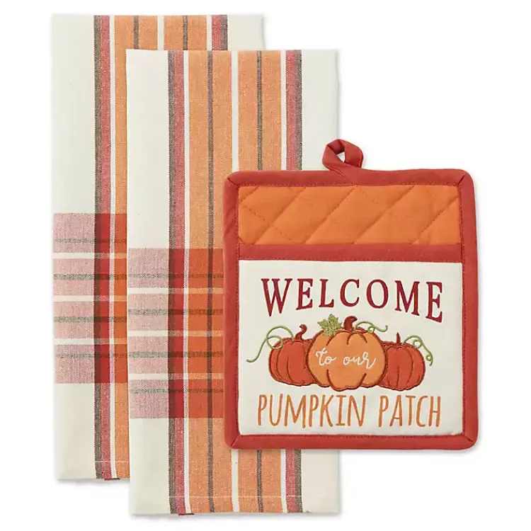 Fall>Kirklands Home Pumpkin Patch 3-pc. Dishtowel and Potholder Set