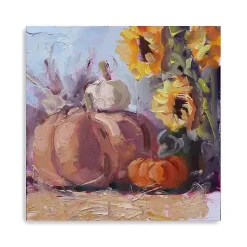 Fall>Kirklands Home Pumpkin Patch Sunflowers Canvas Art Print Orange