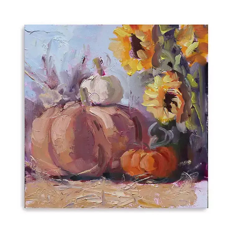 Fall>Kirklands Home Pumpkin Patch Sunflowers Canvas Art Print Orange