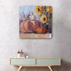 Fall>Kirklands Home Pumpkin Patch Sunflowers Canvas Art Print Orange