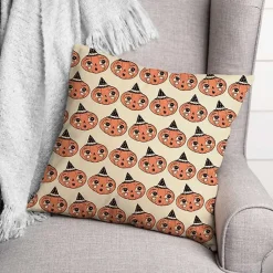 Halloween>Kirklands Home Pumpkin Pattern Pillow Orange