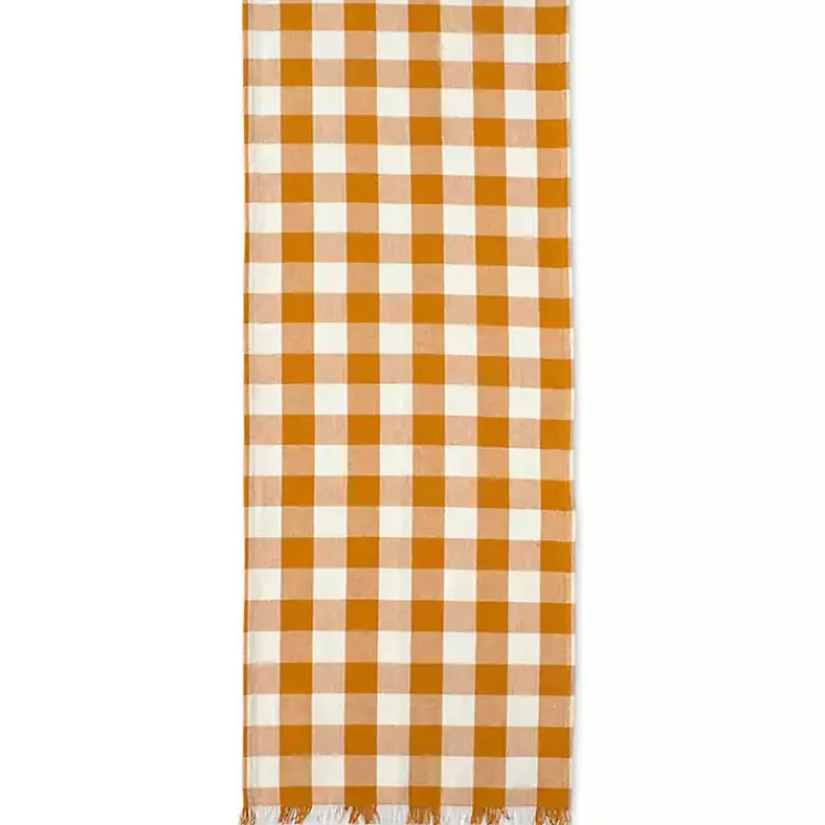 Kirklands Home Pumpkin Spice Checkered Table Runner Clearance
