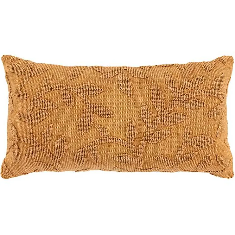 Pillows>Kirklands Home Pumpkin Stonewash Botanical Pillow Orange