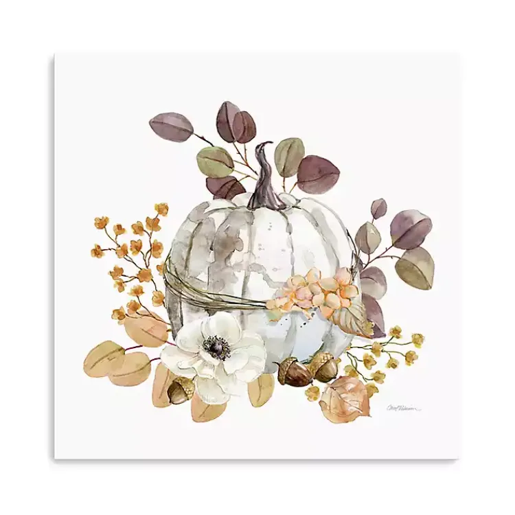 Fall>Kirklands Home Pumpkin with Florals Canvas Art Print